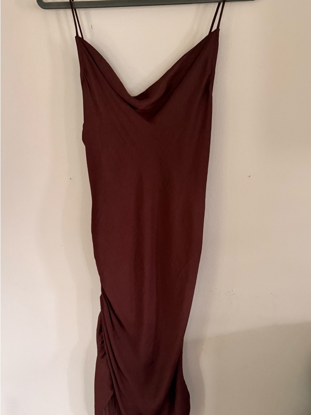 Cowl-Neck Slip Dress in Deep Maroon